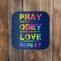 Pray Obey LoveRepeat Bible Verse Christian Bible Quote Coaster thumb 0