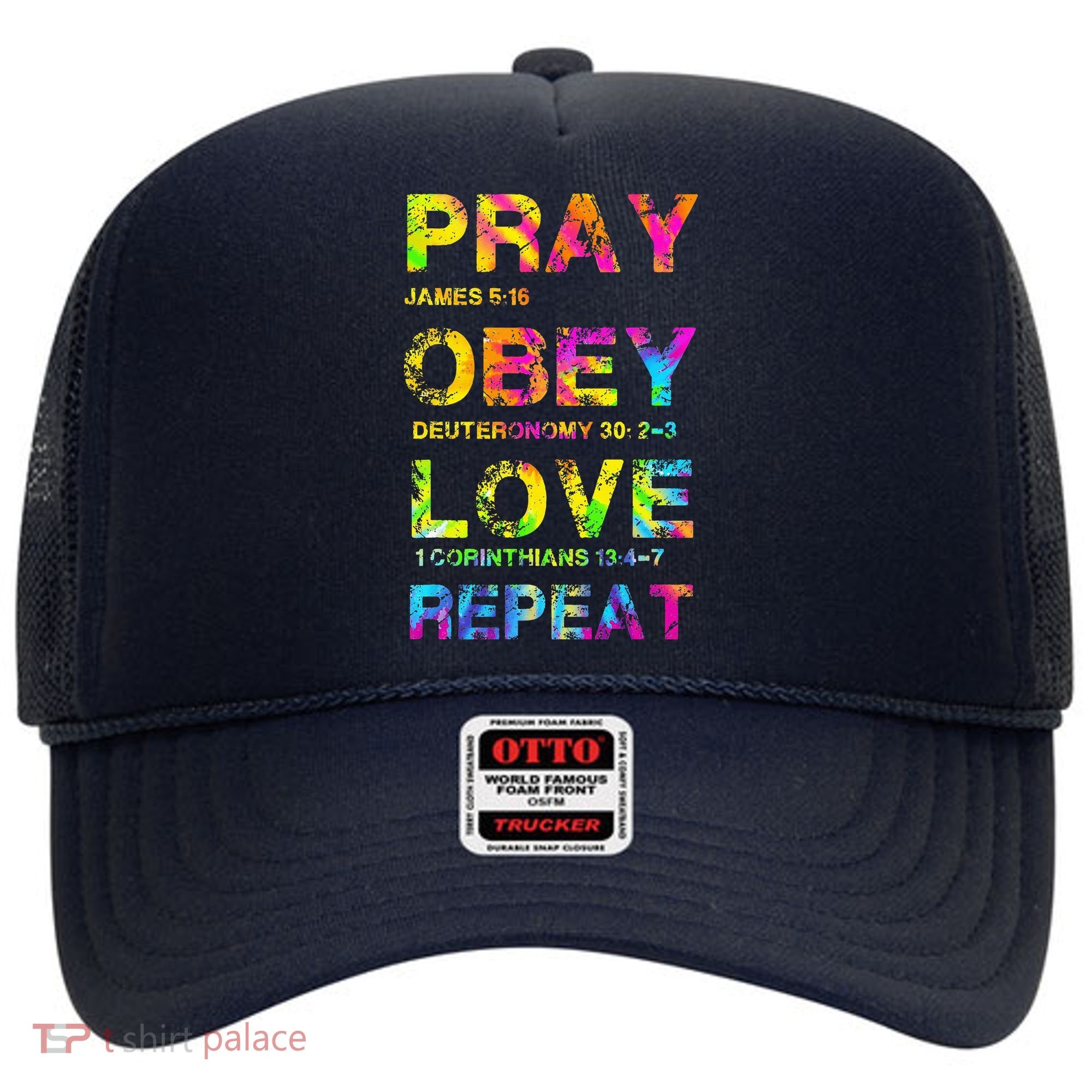 Pray Obey LoveRepeat Bible Verse Christian Bible Quote Hat