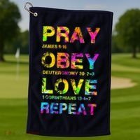 Pray Obey LoveRepeat Bible Verse Christian Bible Quote Golf Towel thumb 1