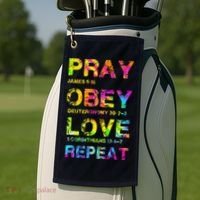 Pray Obey LoveRepeat Bible Verse Christian Bible Quote Golf Towel thumb 2