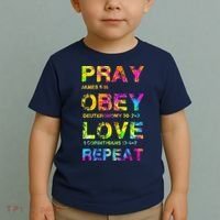 Pray Obey LoveRepeat Bible Verse Christian Bible Quote Toddler T-Shirt thumb 2