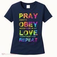 Pray Obey LoveRepeat Bible Verse Christian Bible Quote Women's T-Shirt thumb 0