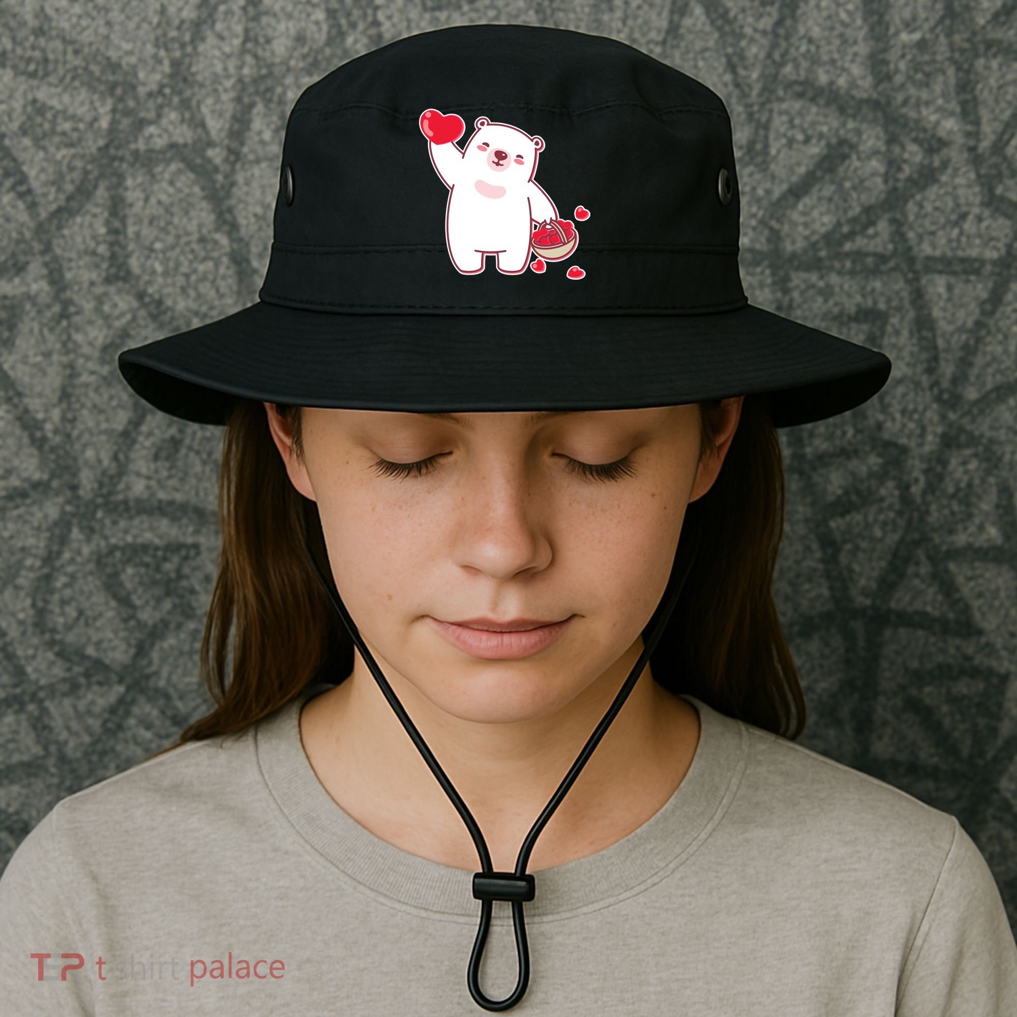 Polar Bear Cute Valentines Day Love Bucket Hat