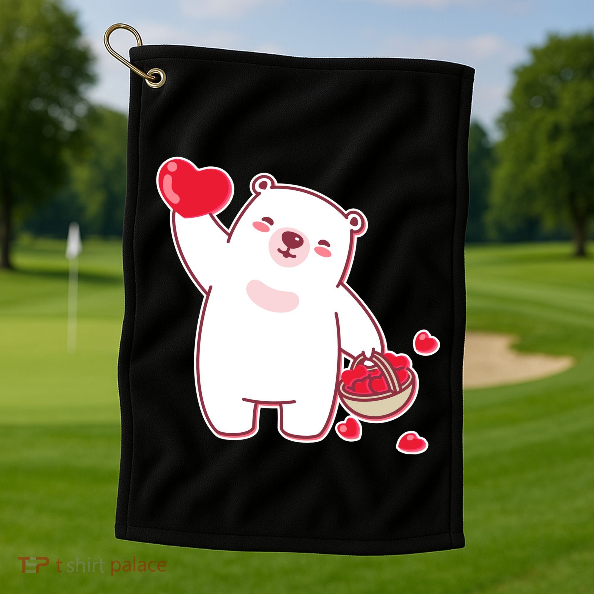 Polar Bear Cute Valentines Day Love Golf Towel