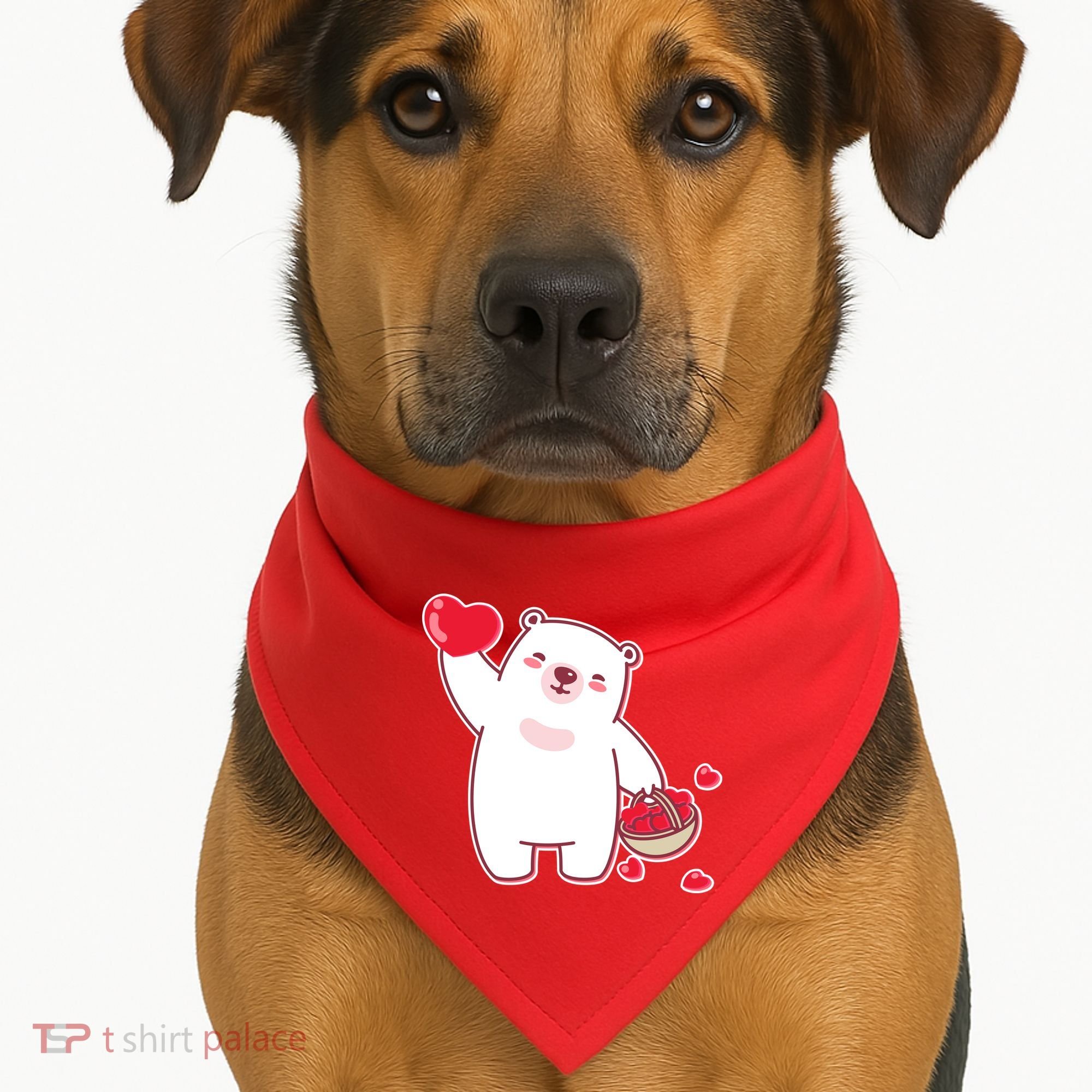 Polar Bear Cute Valentines Day Love USA-Made Doggie Bandana
