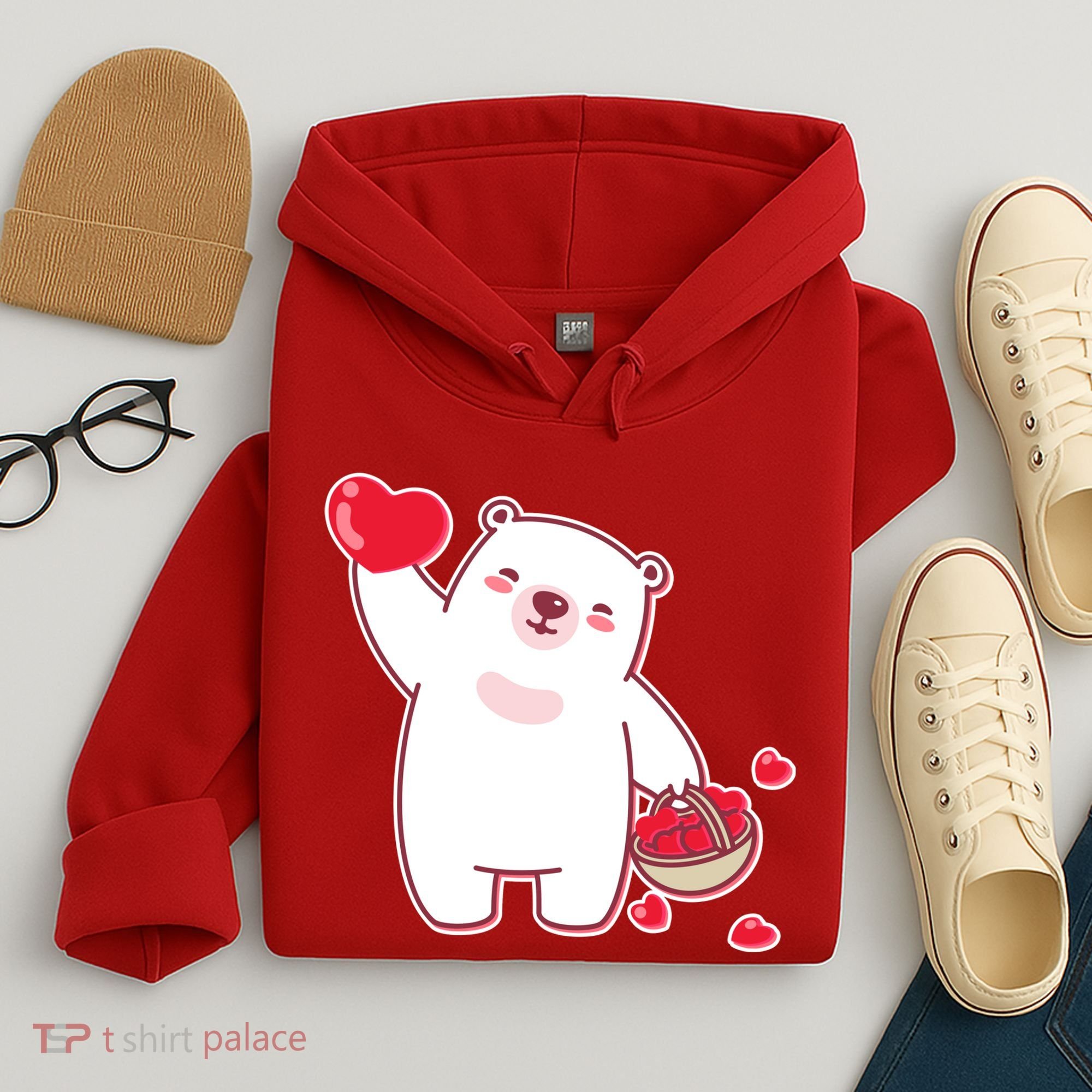 Polar Bear Cute Valentines Day Love Hoodie