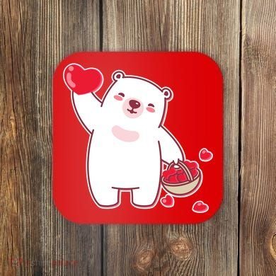 Polar Bear Cute Valentines Day Love Coaster