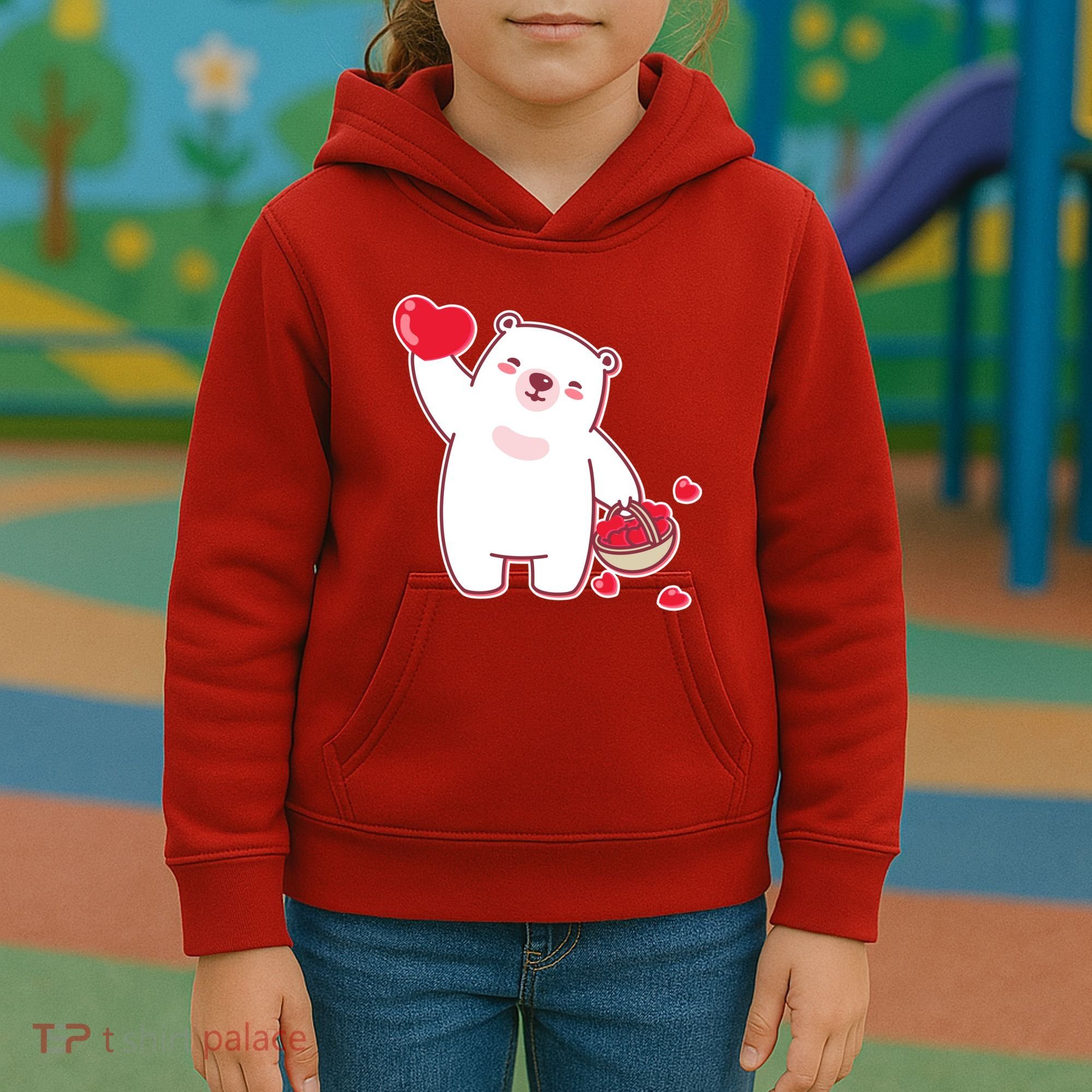 Polar Bear Cute Valentines Day Love Kids Hoodie