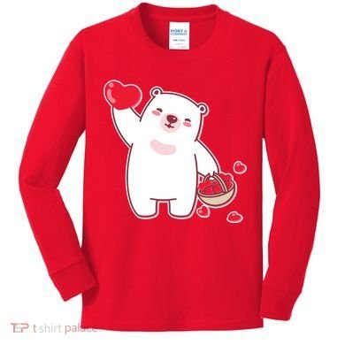 Polar Bear Cute Valentines Day Love Kids Long Sleeve Shirt