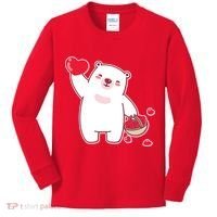 Polar Bear Cute Valentines Day Love Kids Long Sleeve Shirt thumb 0