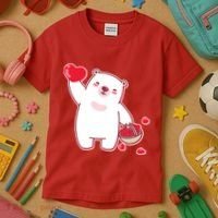 Polar Bear Cute Valentines Day Love Kids T-Shirt thumb 3