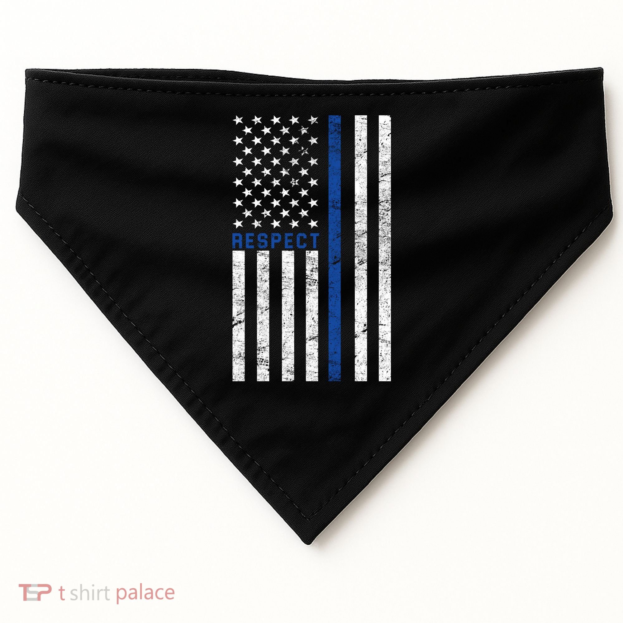Police American Flag Respect The Blue USA-Made Doggie Bandana