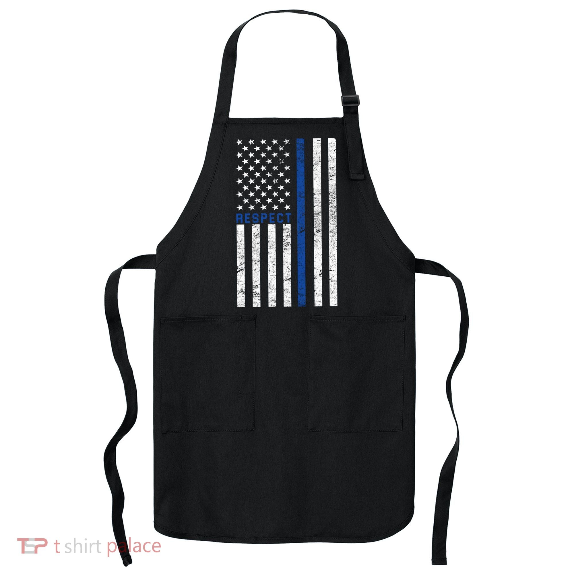 Police American Flag Respect The Blue Apron