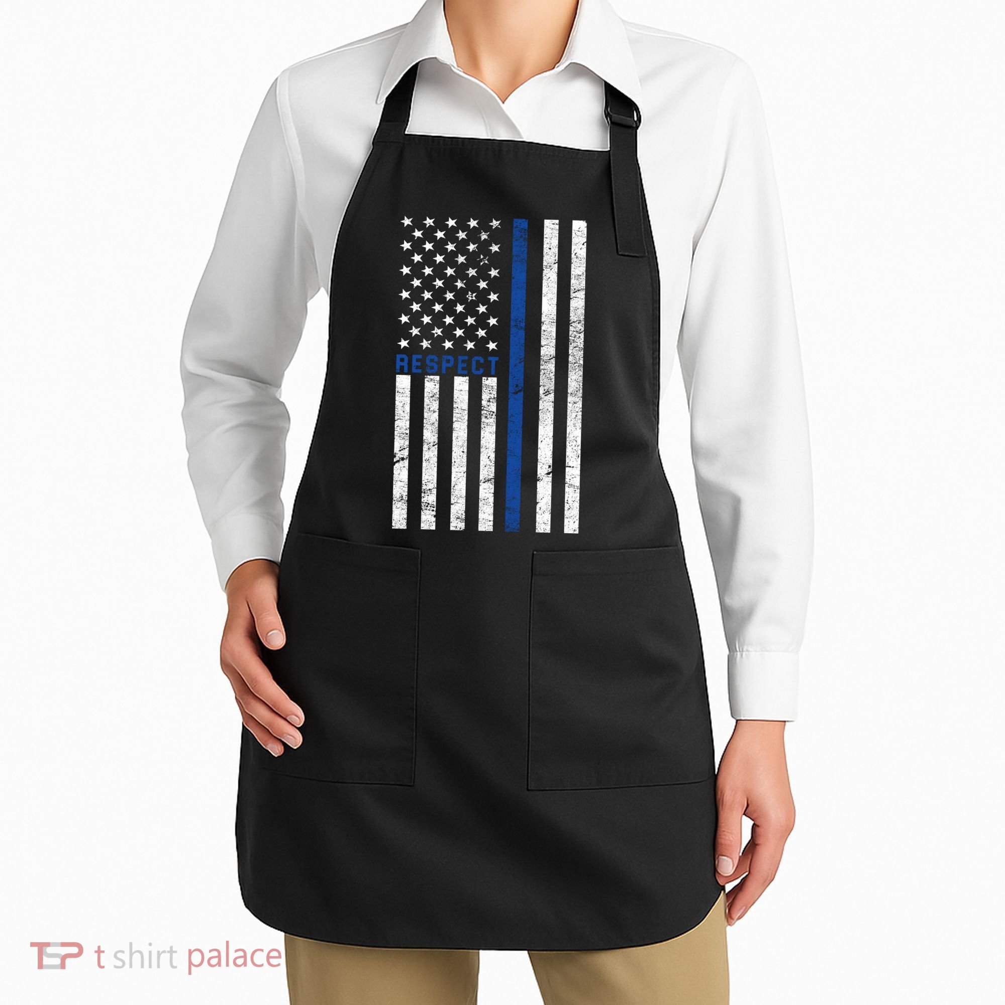 Police American Flag Respect The Blue Apron