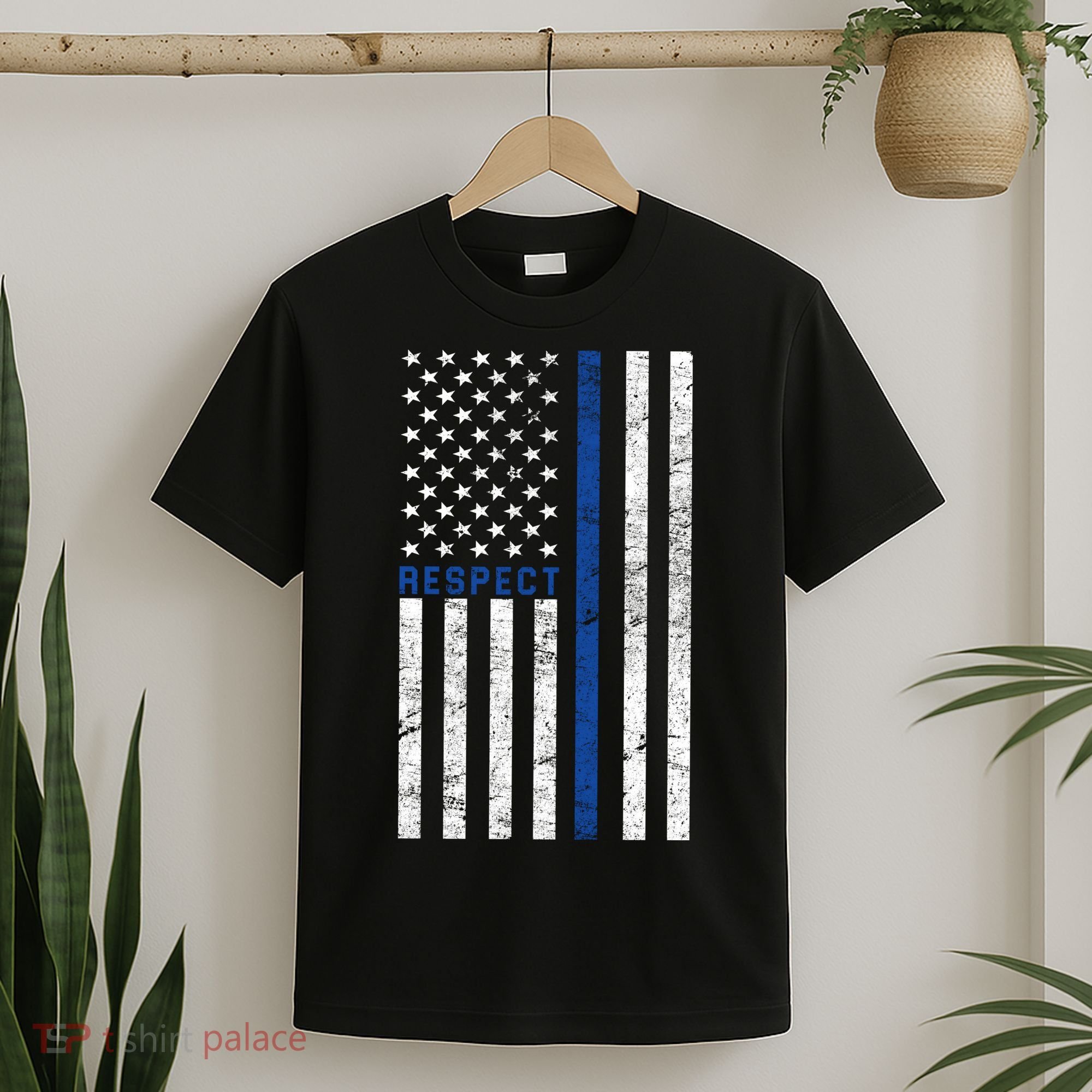 Police American Flag Respect The Blue T-Shirt