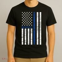 Police American Flag Respect The Blue T-Shirt thumb 3