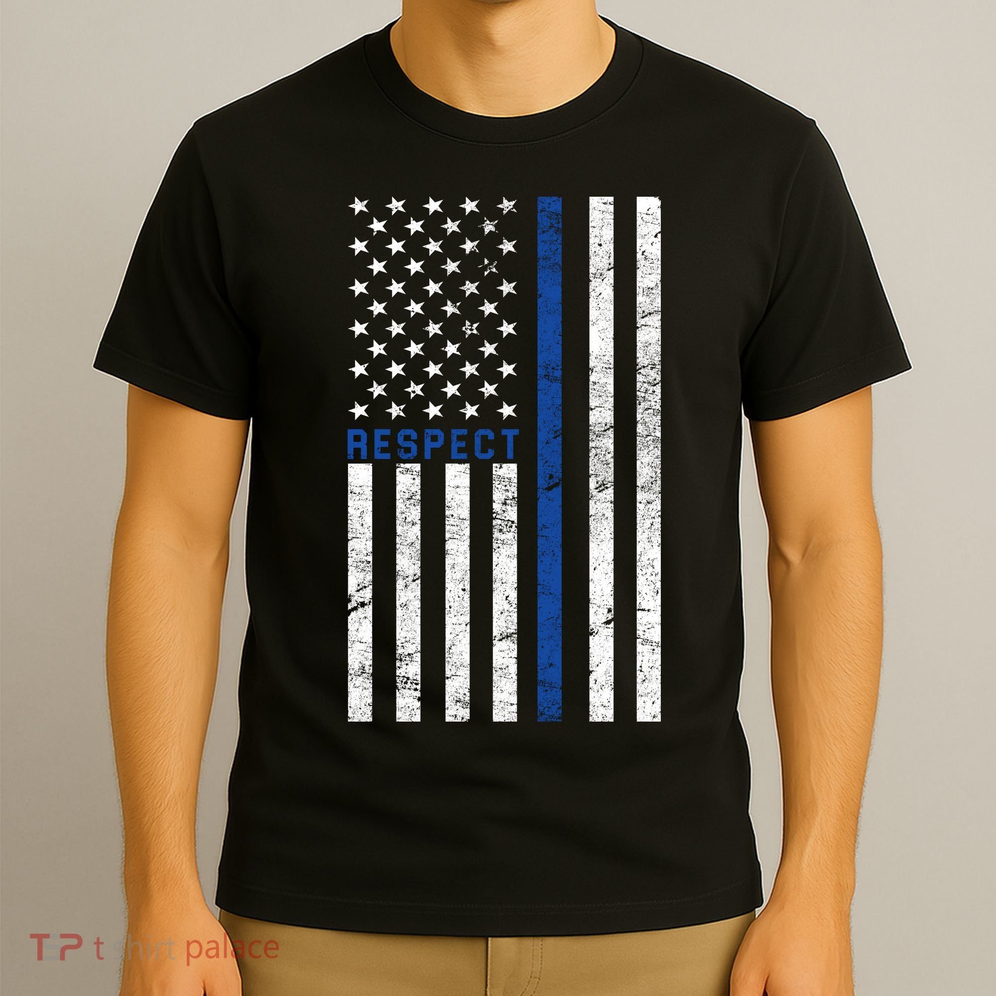 Police American Flag Respect The Blue T-Shirt