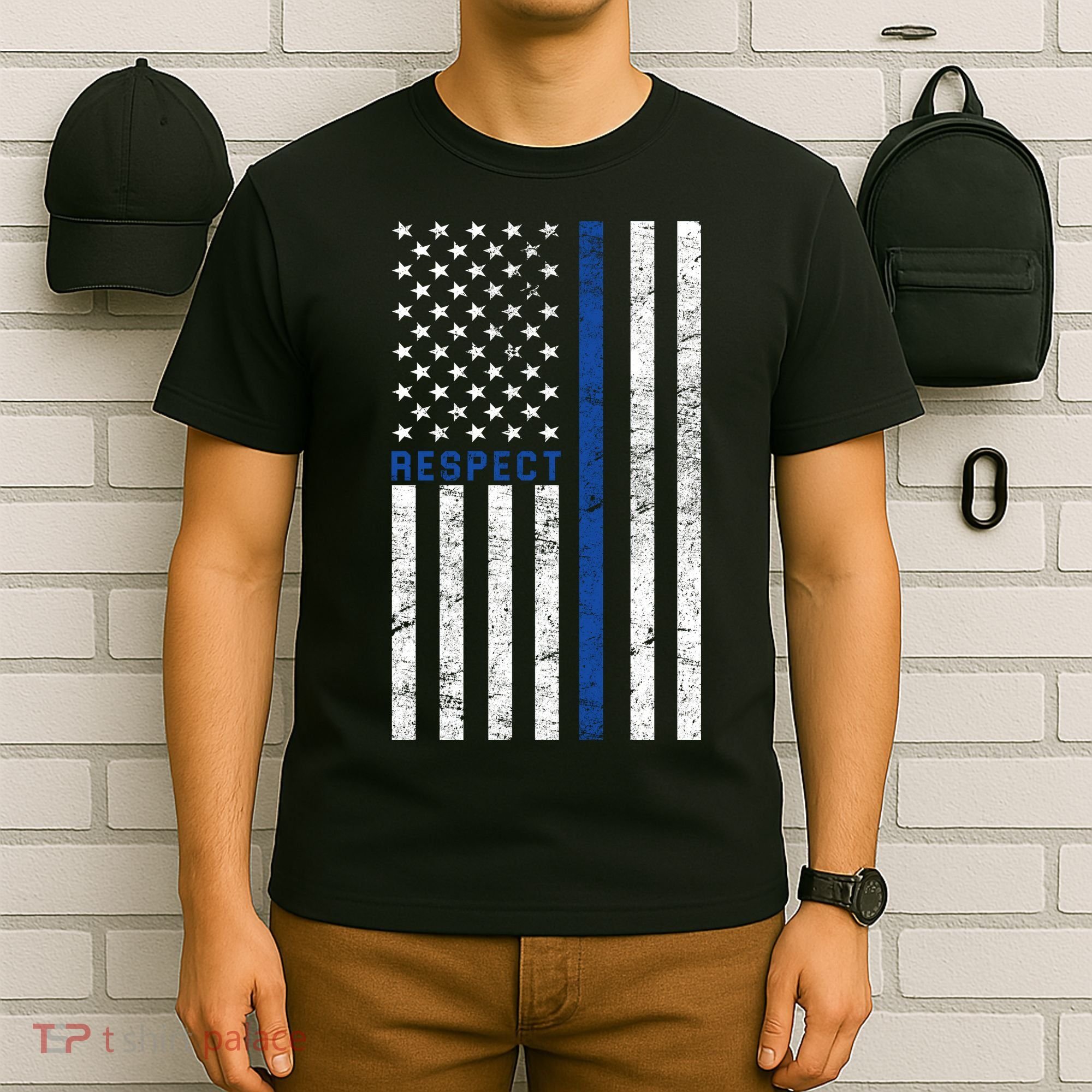 Police American Flag Respect The Blue T-Shirt