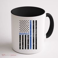 Police American Flag Respect The Blue Coffee Mug thumb 1