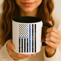 Police American Flag Respect The Blue Coffee Mug thumb 3