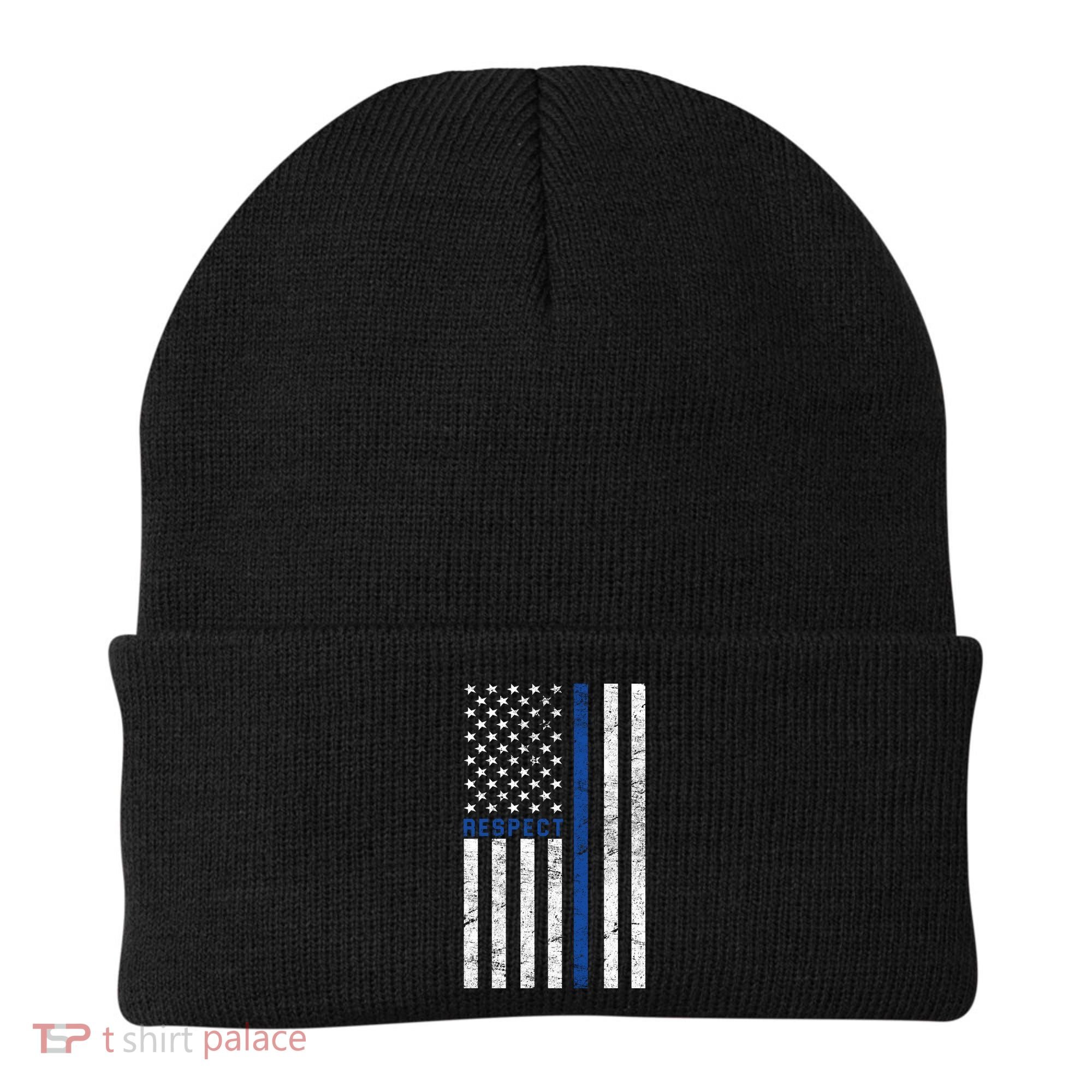 Police American Flag Respect The Blue Beanie