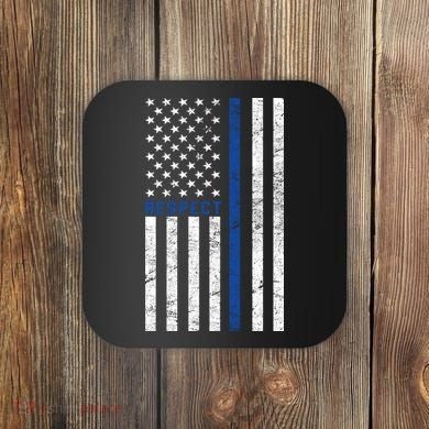 Police American Flag Respect The Blue Coaster