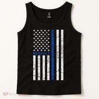 Police American Flag Respect The Blue Tank Top thumb 2