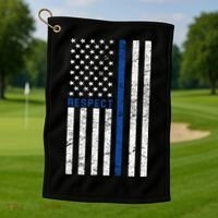 Police American Flag Respect The Blue Golf Towel thumb 1
