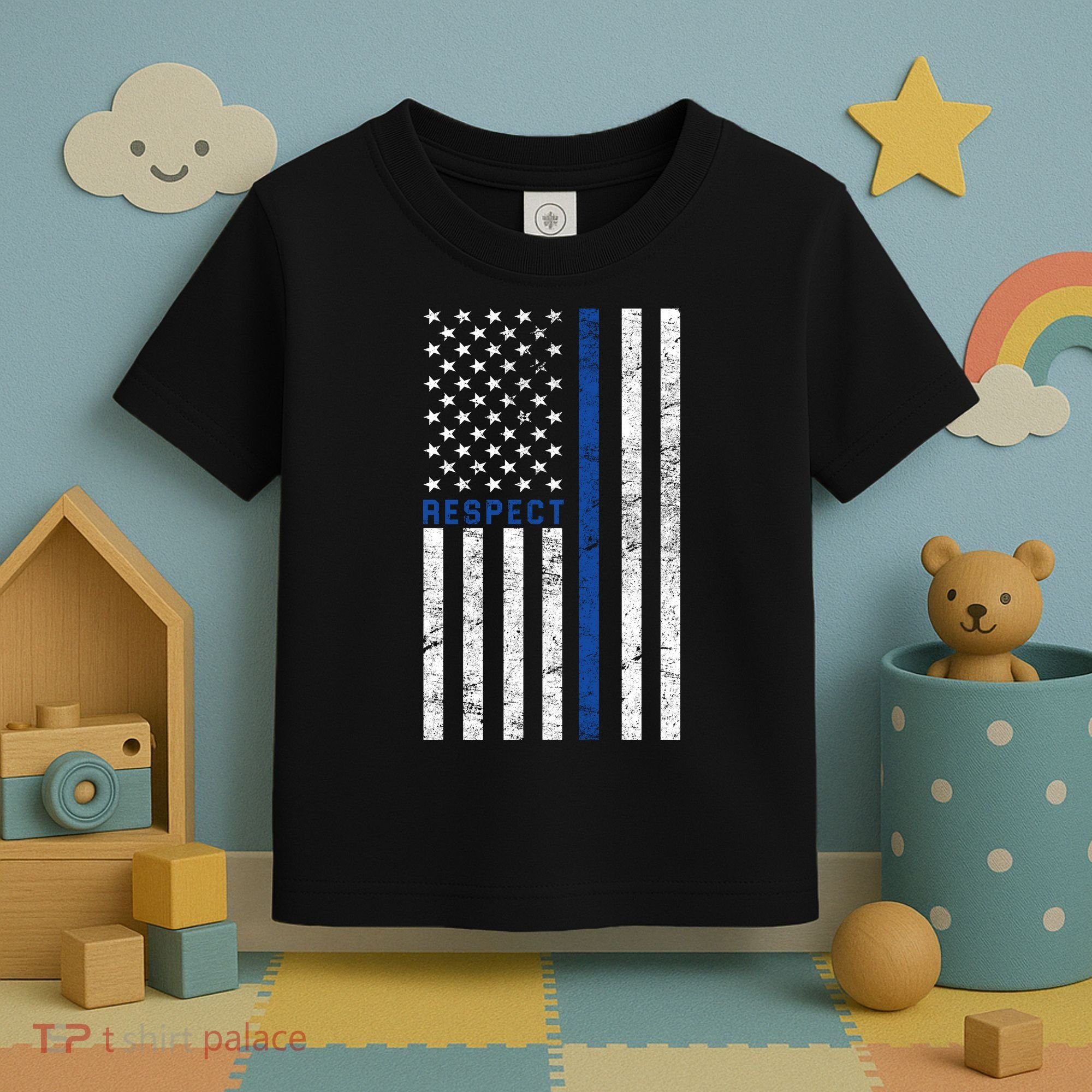 Police American Flag Respect The Blue Toddler T-Shirt