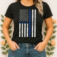 Police American Flag Respect The Blue Women's T-Shirt thumb 2