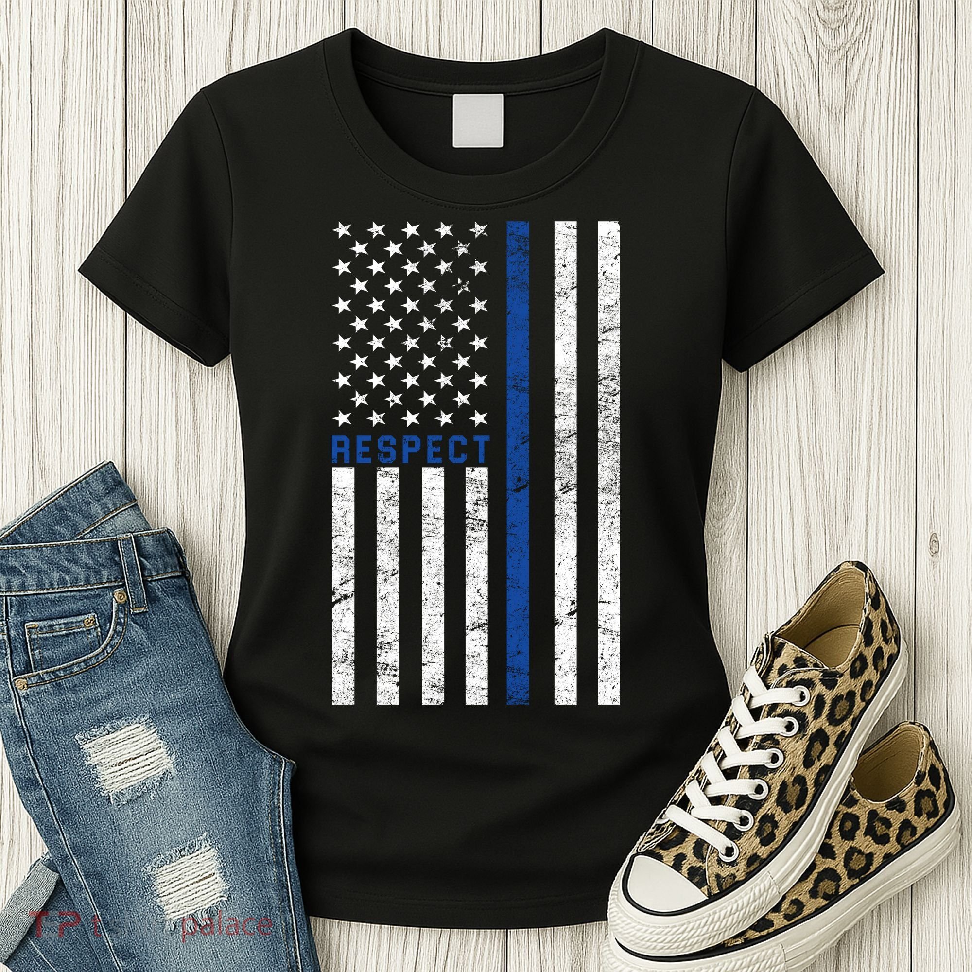 Police American Flag Respect The Blue Women's T-Shirt