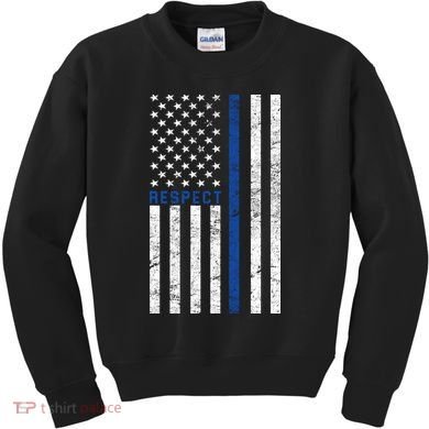 Police American Flag Respect The Blue Kids Sweatshirt