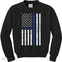 Police American Flag Respect The Blue Kids Sweatshirt thumb 0