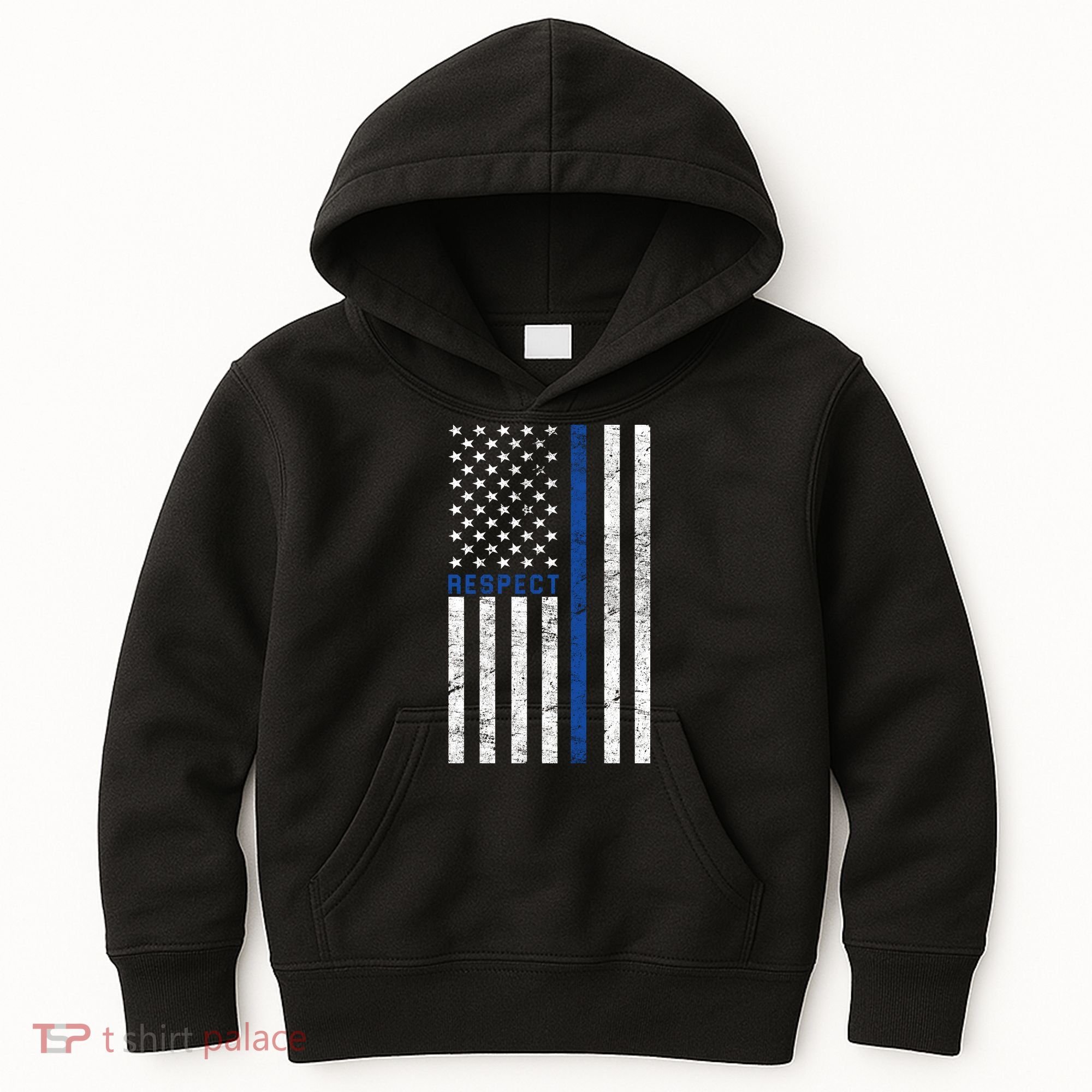 Police American Flag Respect The Blue Kids Hoodie