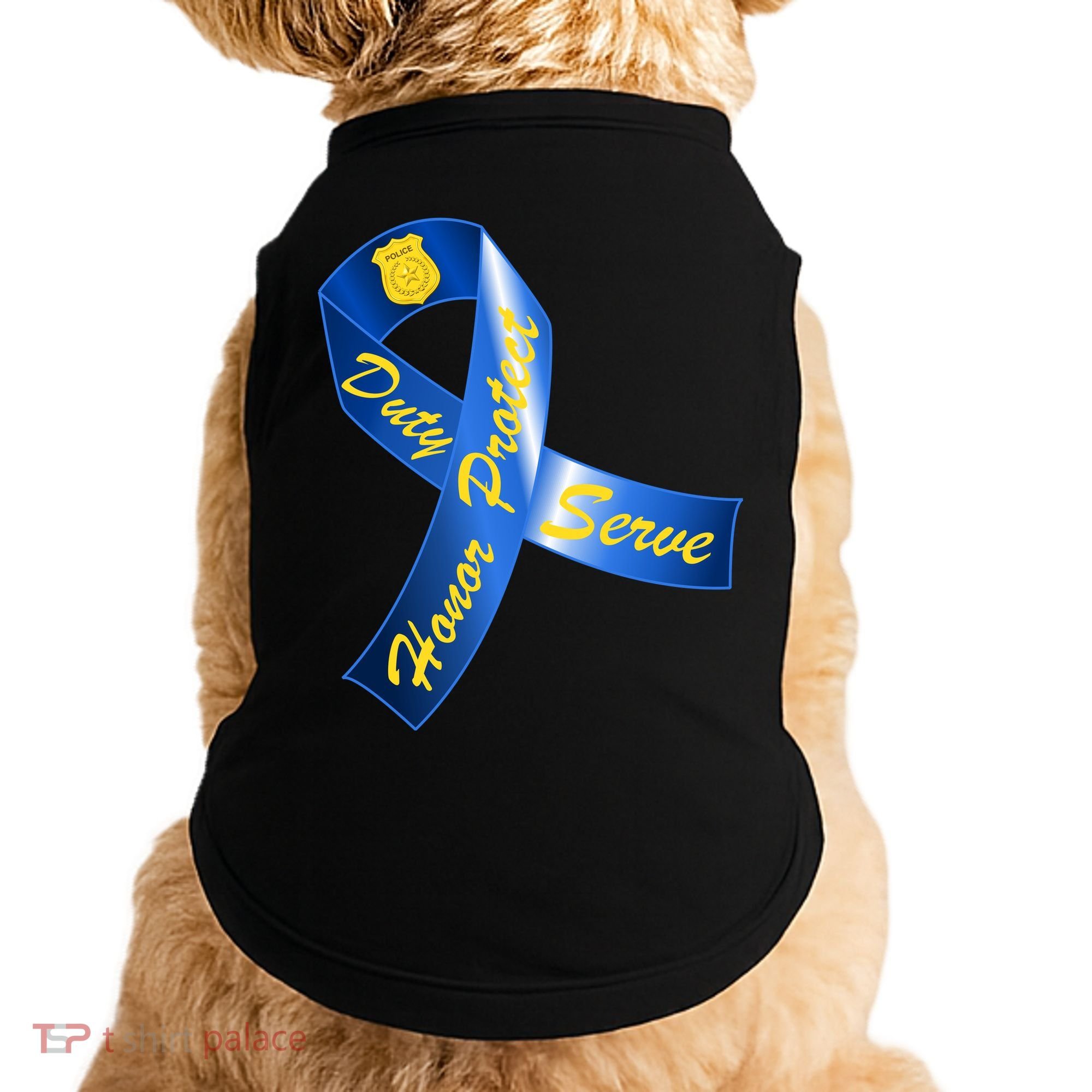 Police Duty Honor Protect Serve Ribbon Doggie Tank