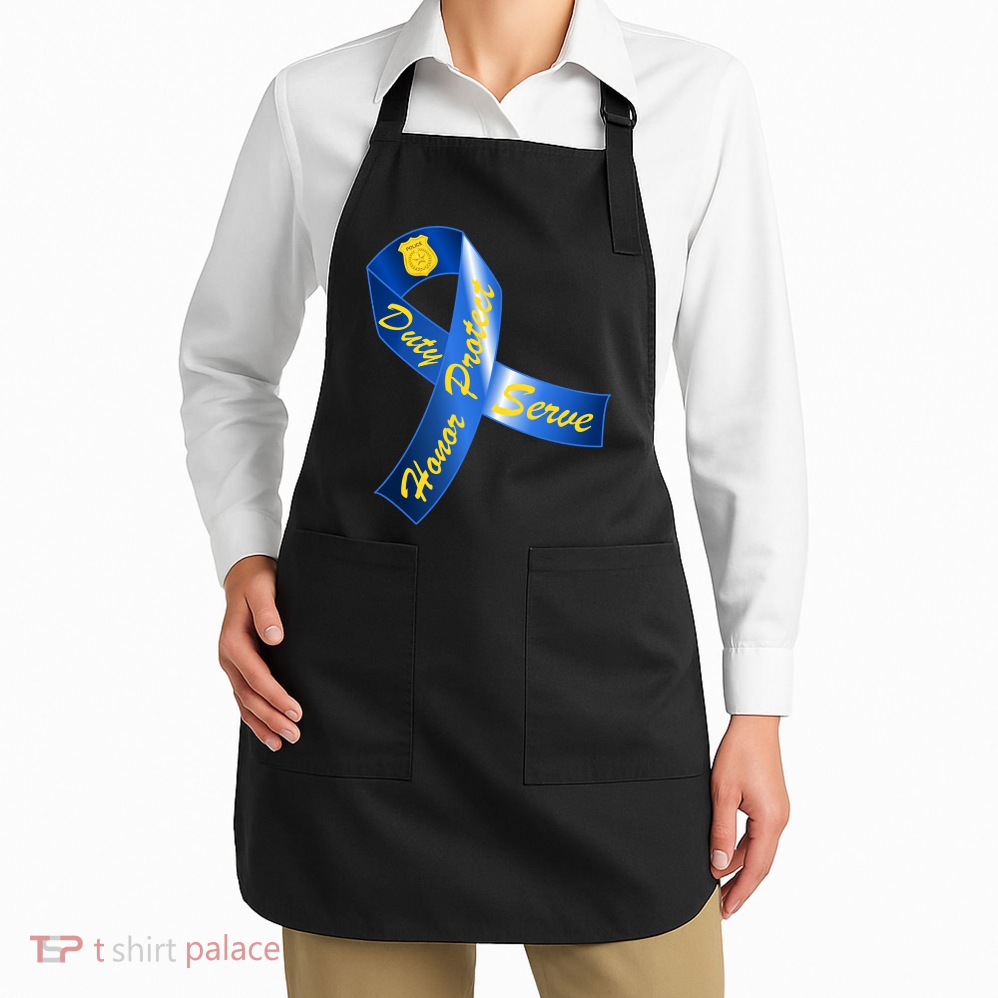 Police Duty Honor Protect Serve Ribbon Apron