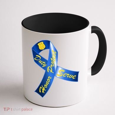 Police Duty Honor Protect Serve Ribbon Coffee Mug back