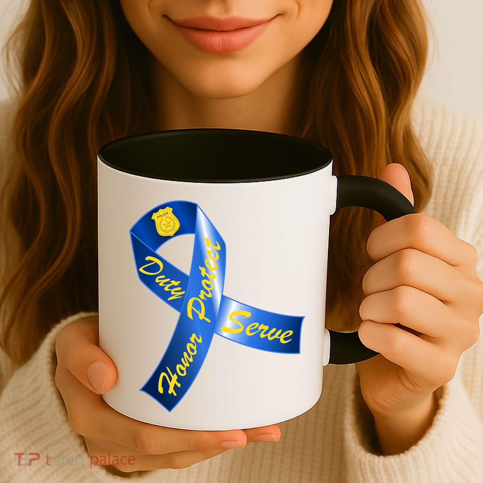 Police Duty Honor Protect Serve Ribbon Coffee Mug