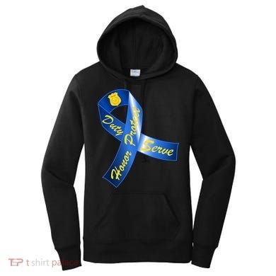 Police Duty Honor Protect Serve Ribbon Women's Hoodie