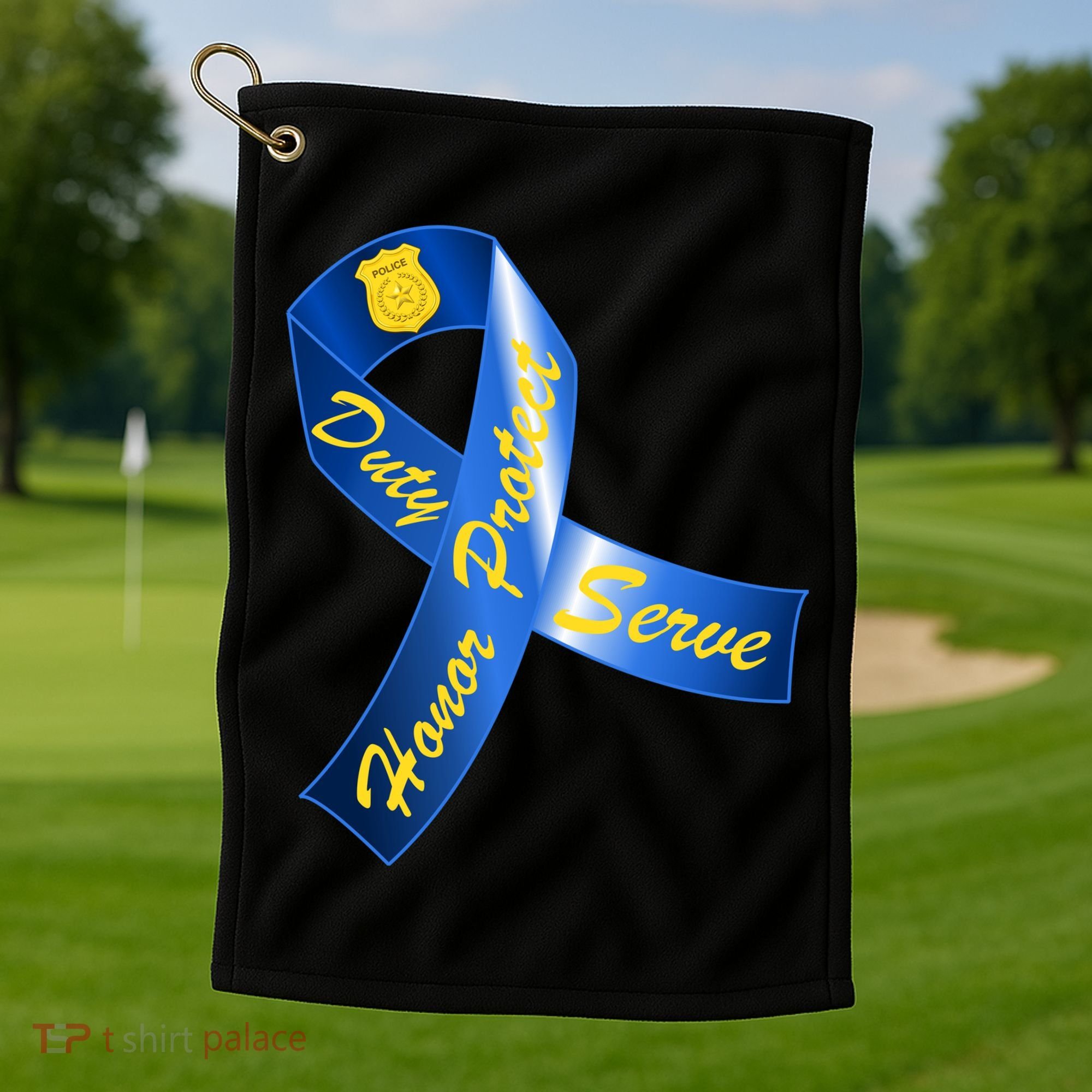 Police Duty Honor Protect Serve Ribbon Golf Towel