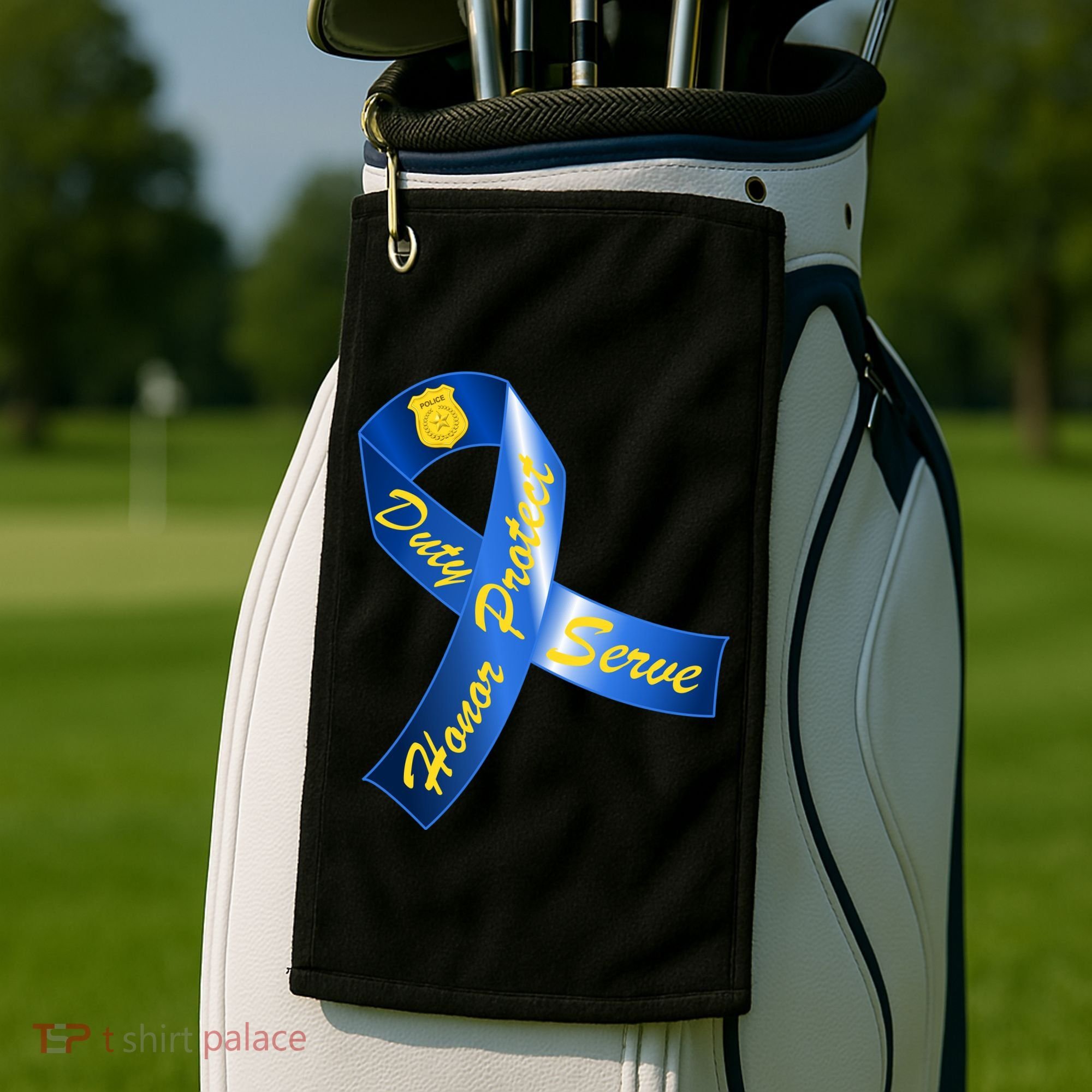 Police Duty Honor Protect Serve Ribbon Golf Towel