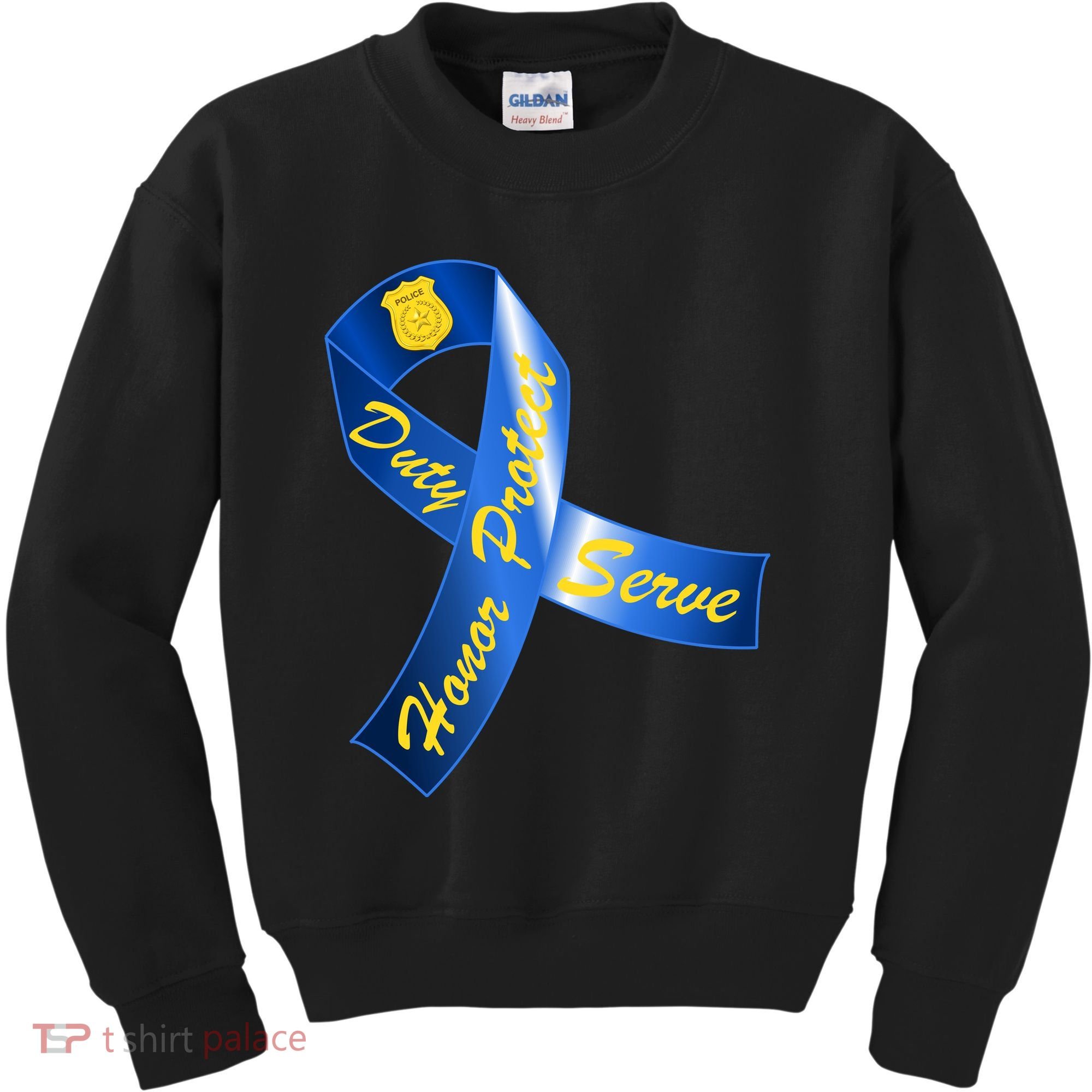 Police Duty Honor Protect Serve Ribbon Kids Sweatshirt