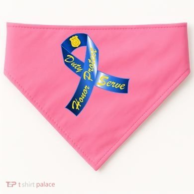 Police Duty Honor Protect Serve Ribbon USA-Made Doggie Bandana