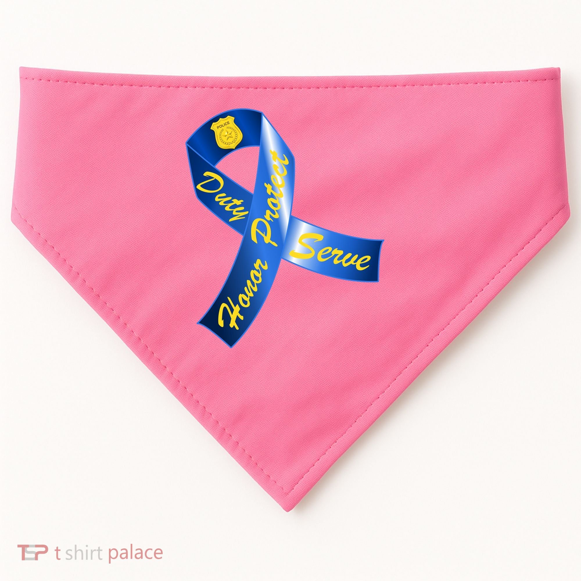 Police Duty Honor Protect Serve Ribbon USA-Made Doggie Bandana