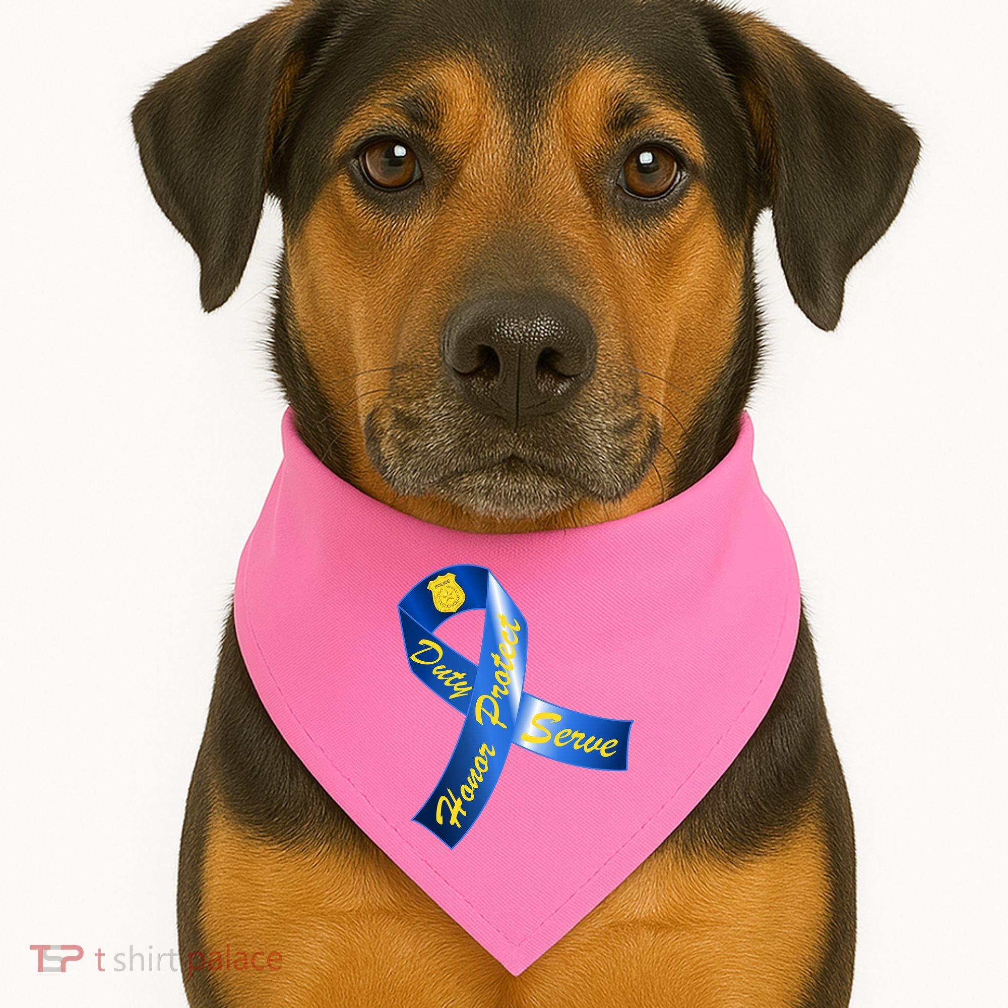 Police Duty Honor Protect Serve Ribbon USA-Made Doggie Bandana