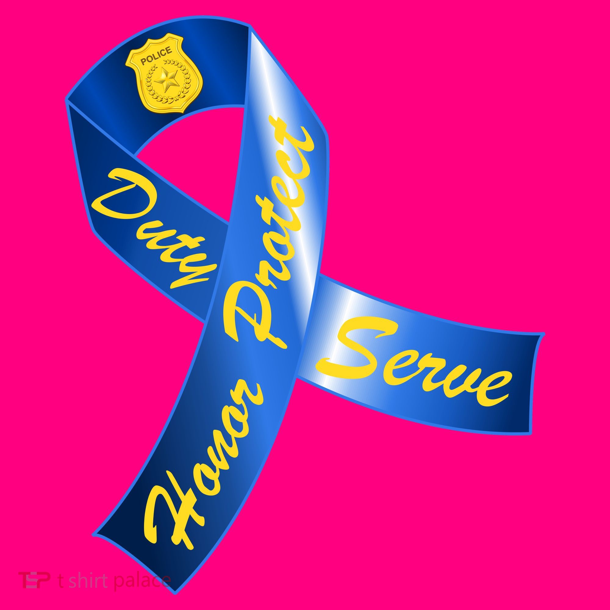 Police Duty Honor Protect Serve Ribbon Button