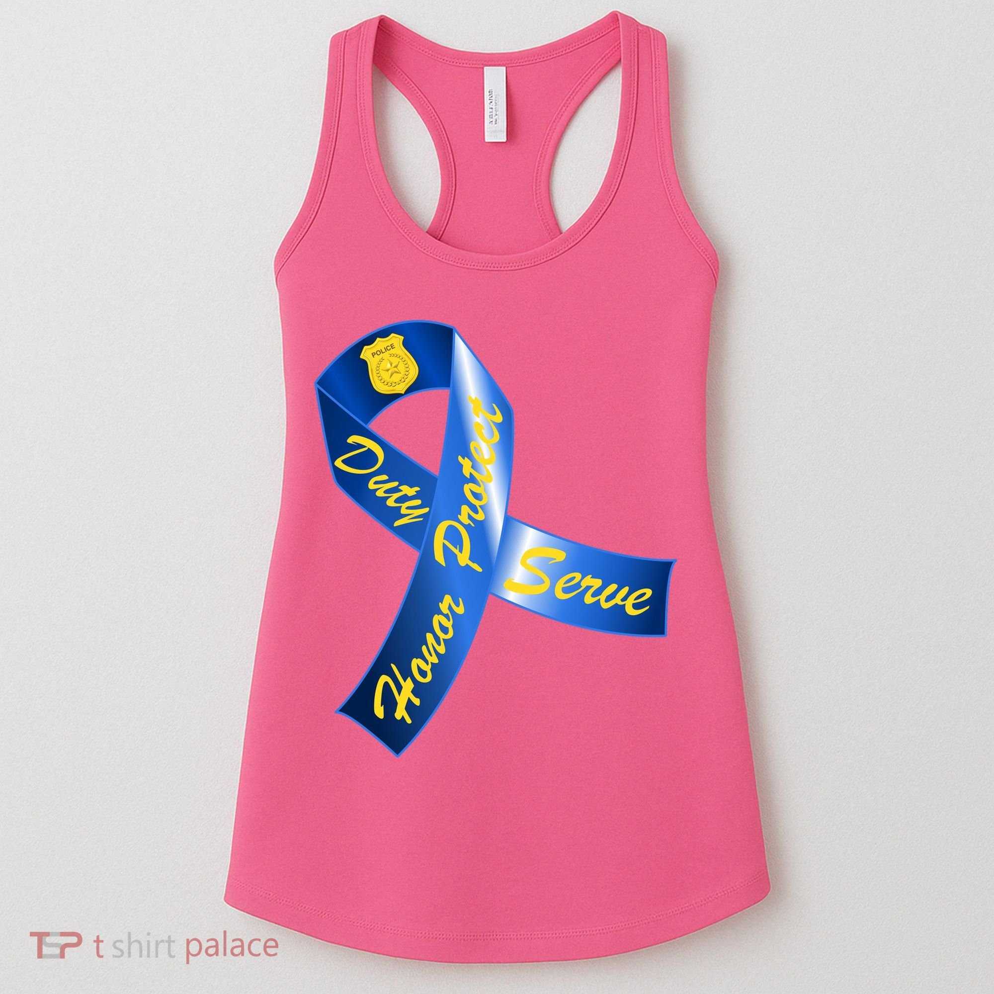 Police Duty Honor Protect Serve Ribbon Women's Tank Top