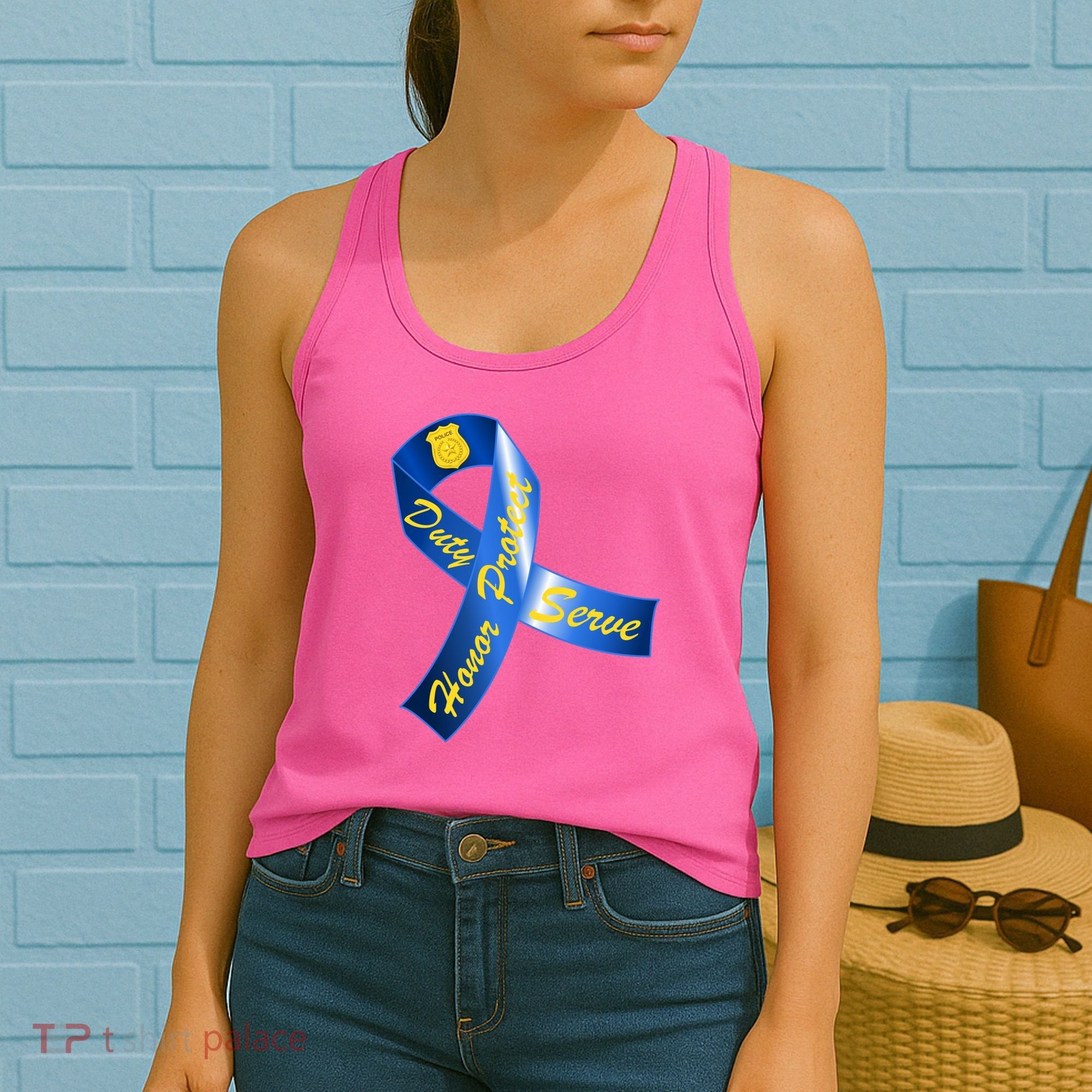 Police Duty Honor Protect Serve Ribbon Women's Tank Top
