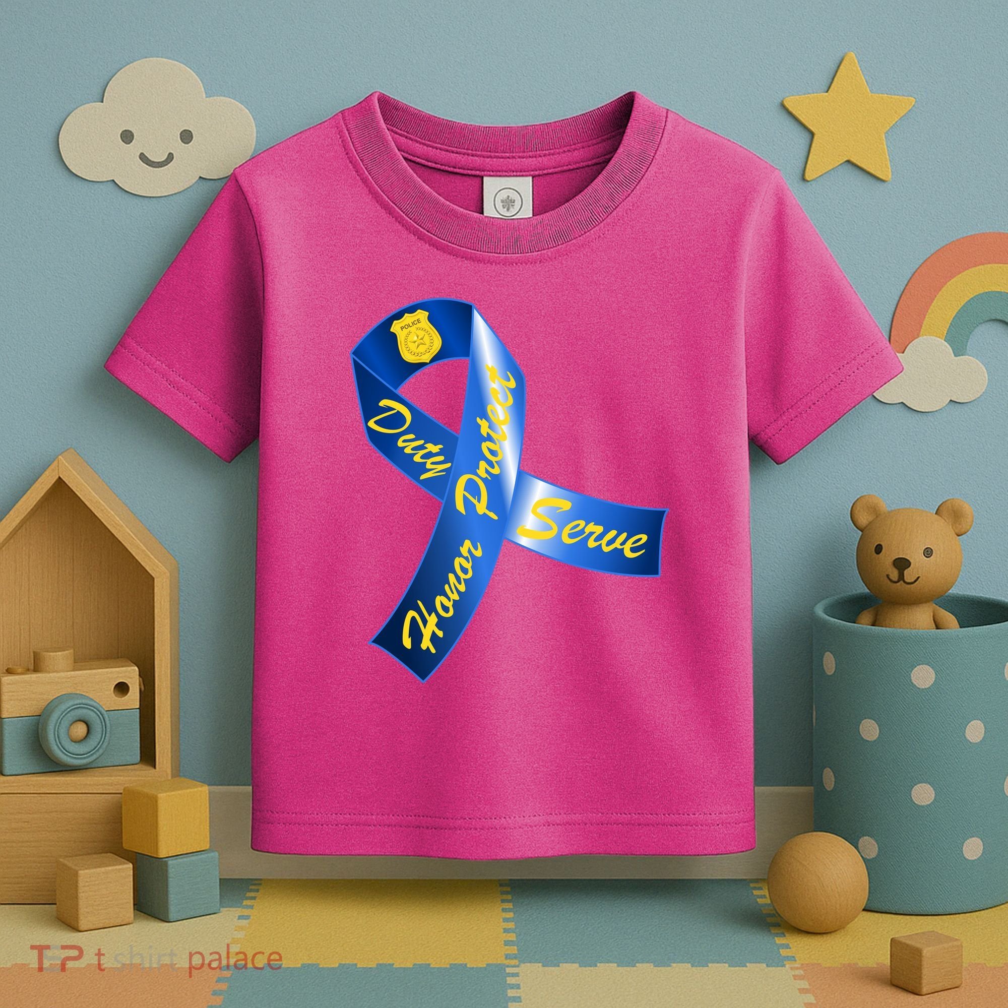 Police Duty Honor Protect Serve Ribbon Toddler T-Shirt