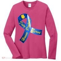 Police Duty Honor Protect Serve Ribbon Women's Long Sleeve Shirt thumb 0